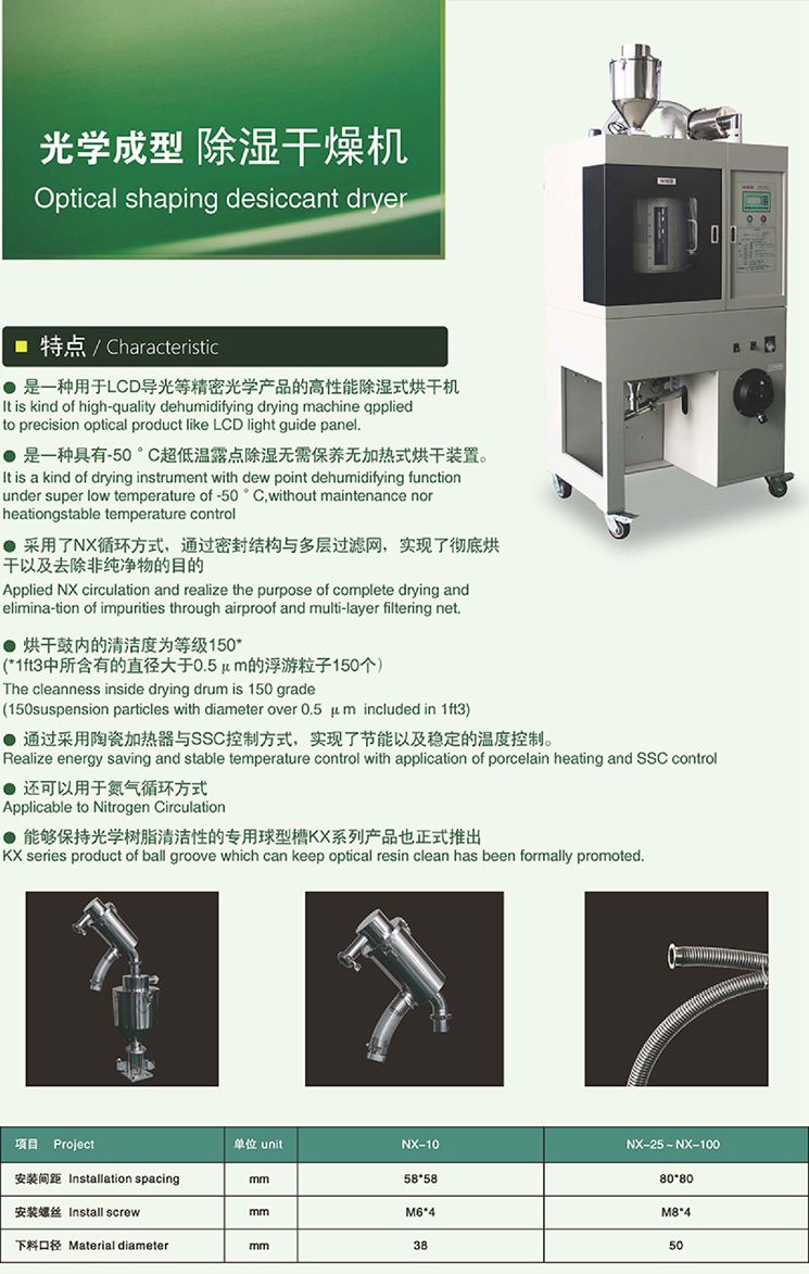 光學成型除濕干操機